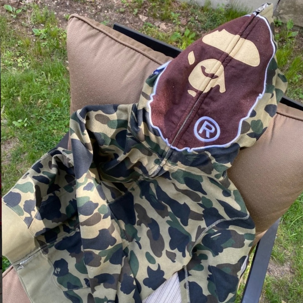 A bathing ape green camo hoodie